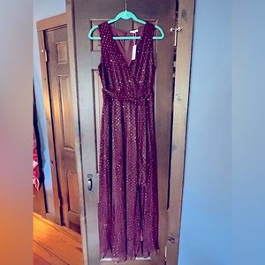 Beautiful maroon dress with silver sparkles